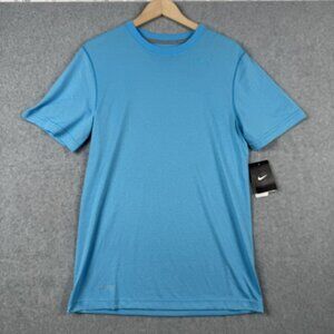 Nike T Shirt Mens S Blue Striped Dri-FIT Athletic Training Performance NEW $32